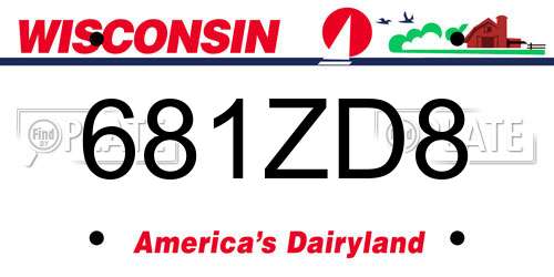 681ZD8 Wisconsin License Plate