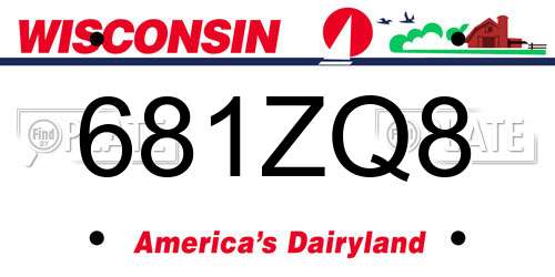 681ZQ8 Wisconsin License Plate
