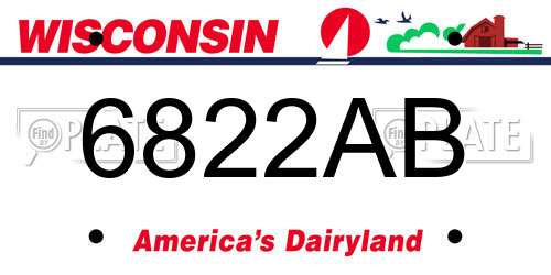 6822AB Wisconsin License Plate