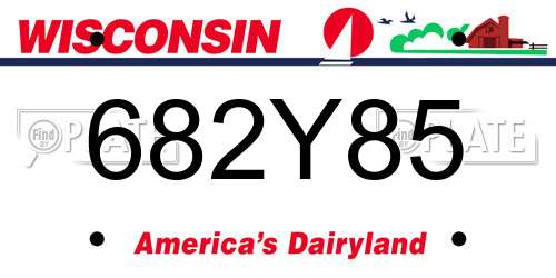 682Y85 Wisconsin License Plate