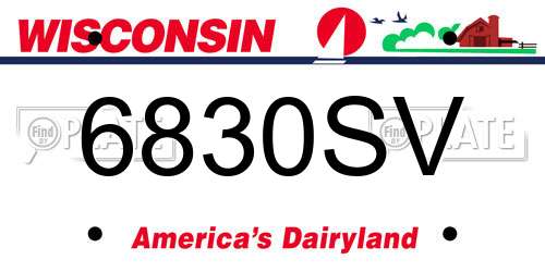 6830SV Wisconsin License Plate