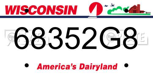 68352G8 Wisconsin License Plate