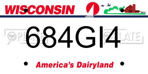 684GI4 Wisconsin License Plate