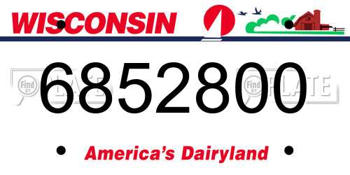 6852800 Wisconsin License Plate