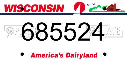 685524 Wisconsin License Plate