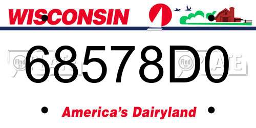 68578D0 Wisconsin License Plate
