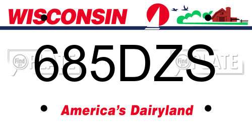 685DZS Wisconsin License Plate