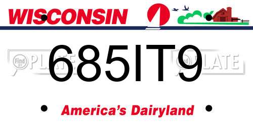 685IT9 Wisconsin License Plate