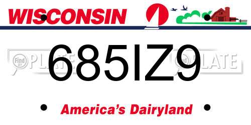 685IZ9 Wisconsin License Plate