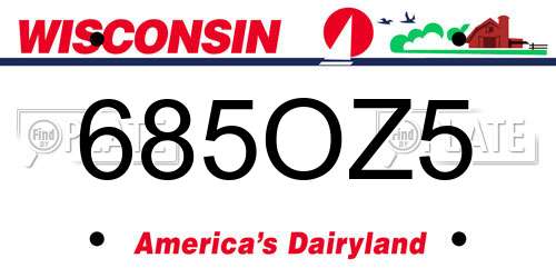 685OZ5 Wisconsin License Plate