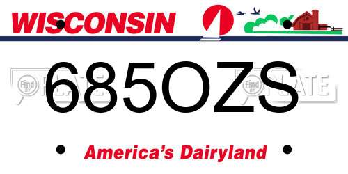 685OZS Wisconsin License Plate