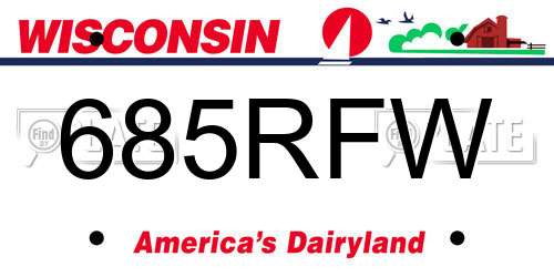 685RFW Wisconsin License Plate