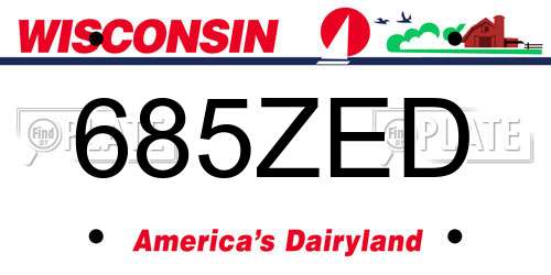 685ZED Wisconsin License Plate