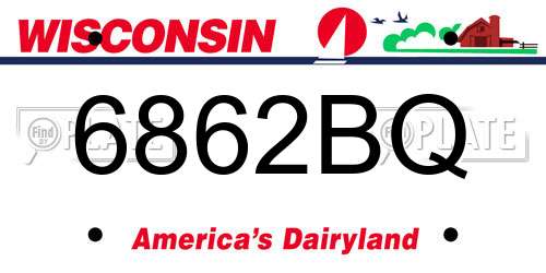 6862BQ Wisconsin License Plate