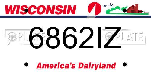 6862IZ Wisconsin License Plate