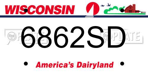 6862SD Wisconsin License Plate