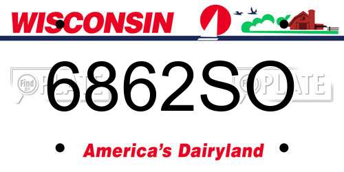 6862SO Wisconsin License Plate