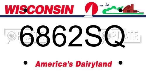 6862SQ Wisconsin License Plate