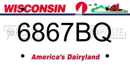 6867BQ Wisconsin License Plate