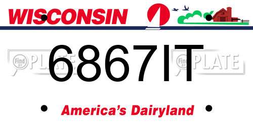 6867IT Wisconsin License Plate