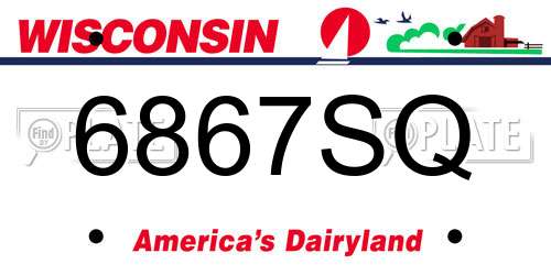 6867SQ Wisconsin License Plate