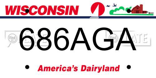 686AGA Wisconsin License Plate