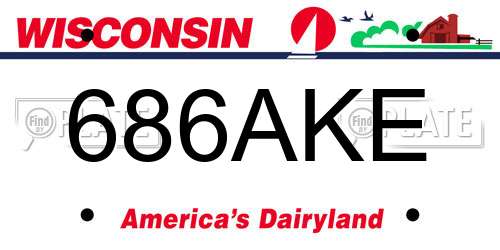 686AKE Wisconsin License Plate