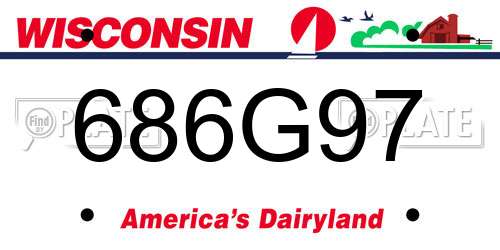 686G97 Wisconsin License Plate
