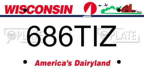 686TIZ Wisconsin License Plate