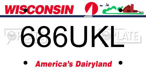 686UKL Wisconsin License Plate