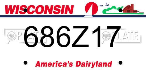 686Z17 Wisconsin License Plate