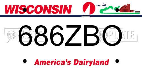 686ZBO Wisconsin License Plate