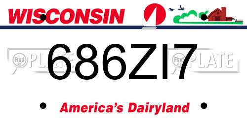 686ZI7 Wisconsin License Plate