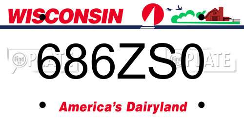 686ZS0 Wisconsin License Plate
