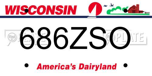 686ZSO Wisconsin License Plate