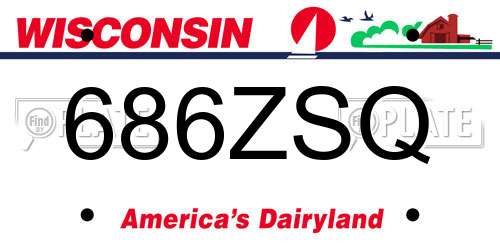 686ZSQ Wisconsin License Plate