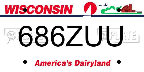 686ZUU Wisconsin License Plate