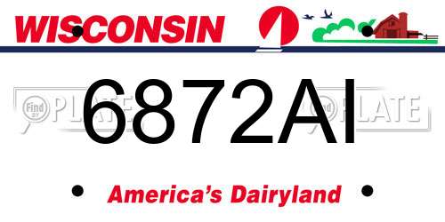 6872AI Wisconsin License Plate