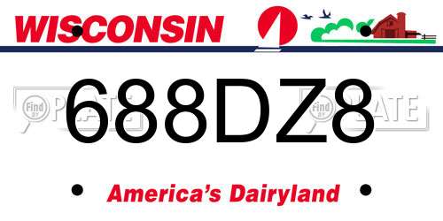 688DZ8 Wisconsin License Plate