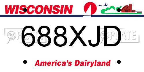 688XJD Wisconsin License Plate