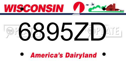 6895ZD Wisconsin License Plate
