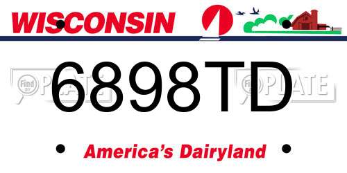 6898TD Wisconsin License Plate