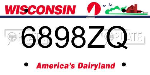 6898ZQ Wisconsin License Plate