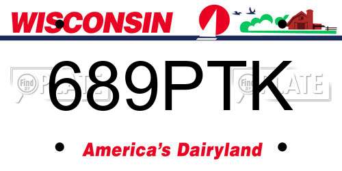 689PTK Wisconsin License Plate