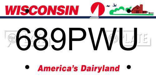689PWU Wisconsin License Plate
