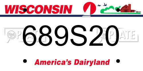 689S20 Wisconsin License Plate