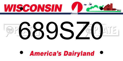 689SZ0 Wisconsin License Plate