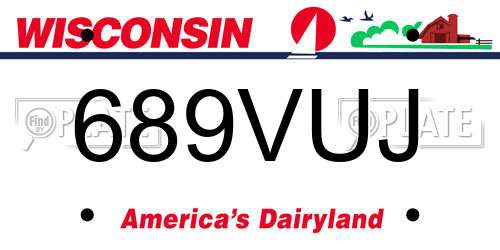 689VUJ Wisconsin License Plate