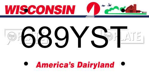 689YST Wisconsin License Plate