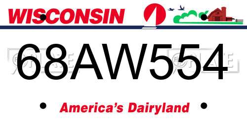 68AW554 Wisconsin License Plate